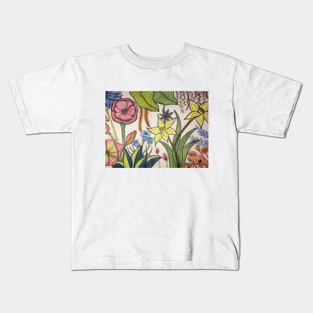 Blooming Flowers Kids T-Shirt by Rororocker